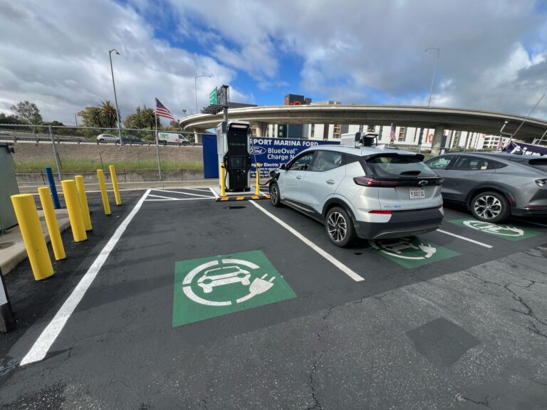 Installation site preparation or foundation for the new EV charging stations.