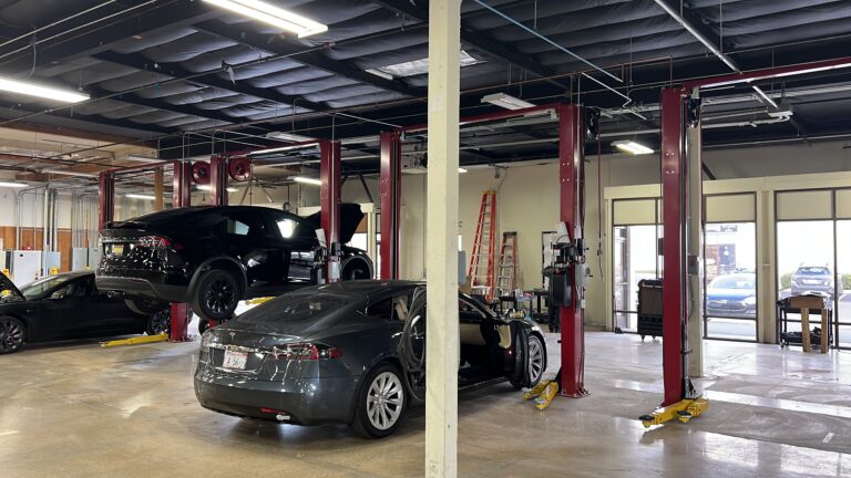 Panoramic view of the completed service center electrical work and layout.