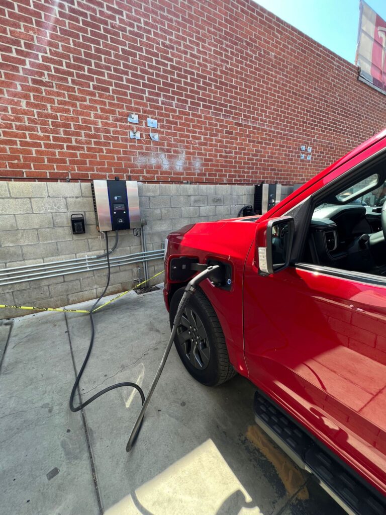 View of multiple Level 2 EVSE charging stations ready for use at Marina Ford.